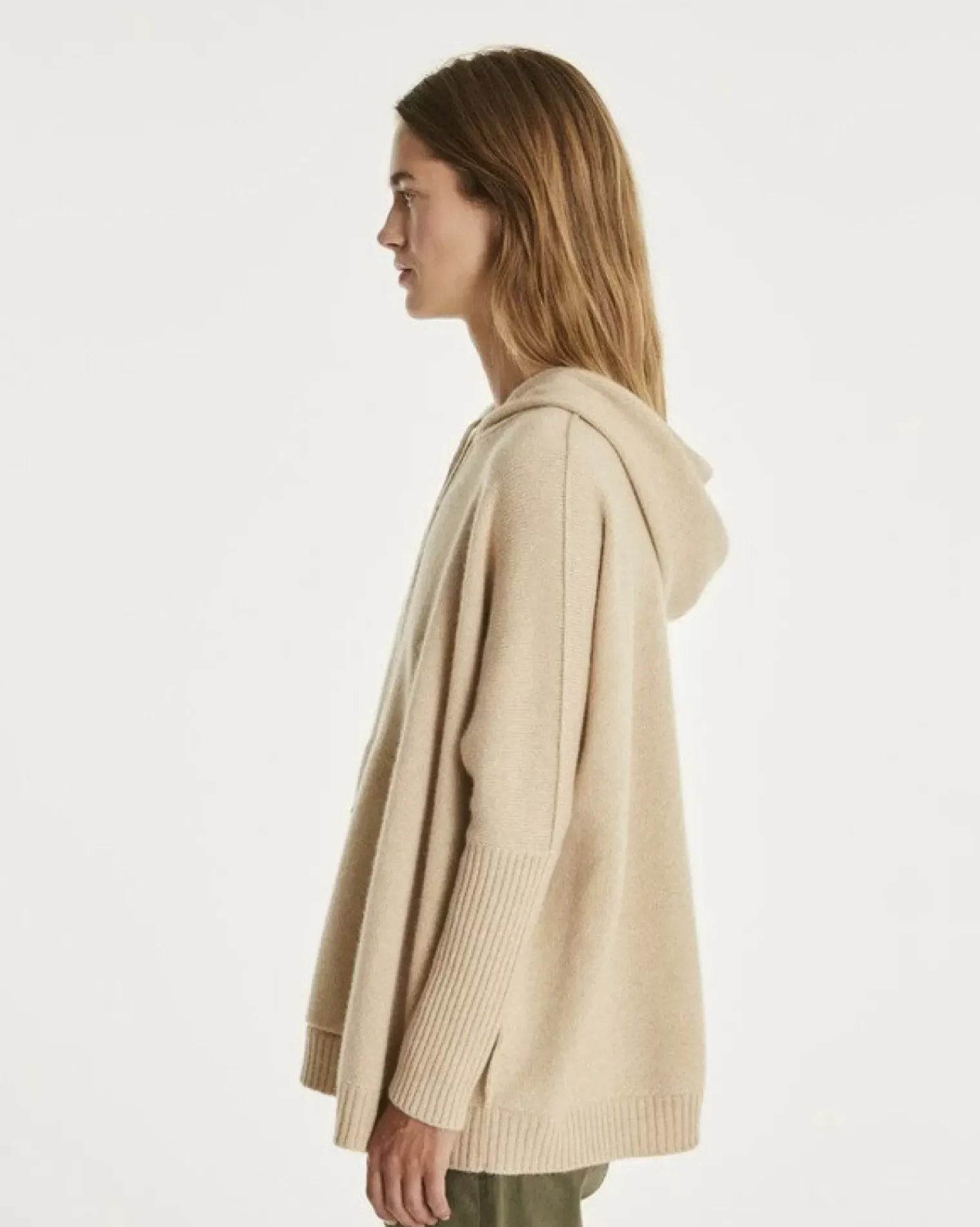 Kujten Hoodies>Oversize Round Neck Cashmere Sweatshirt Organique