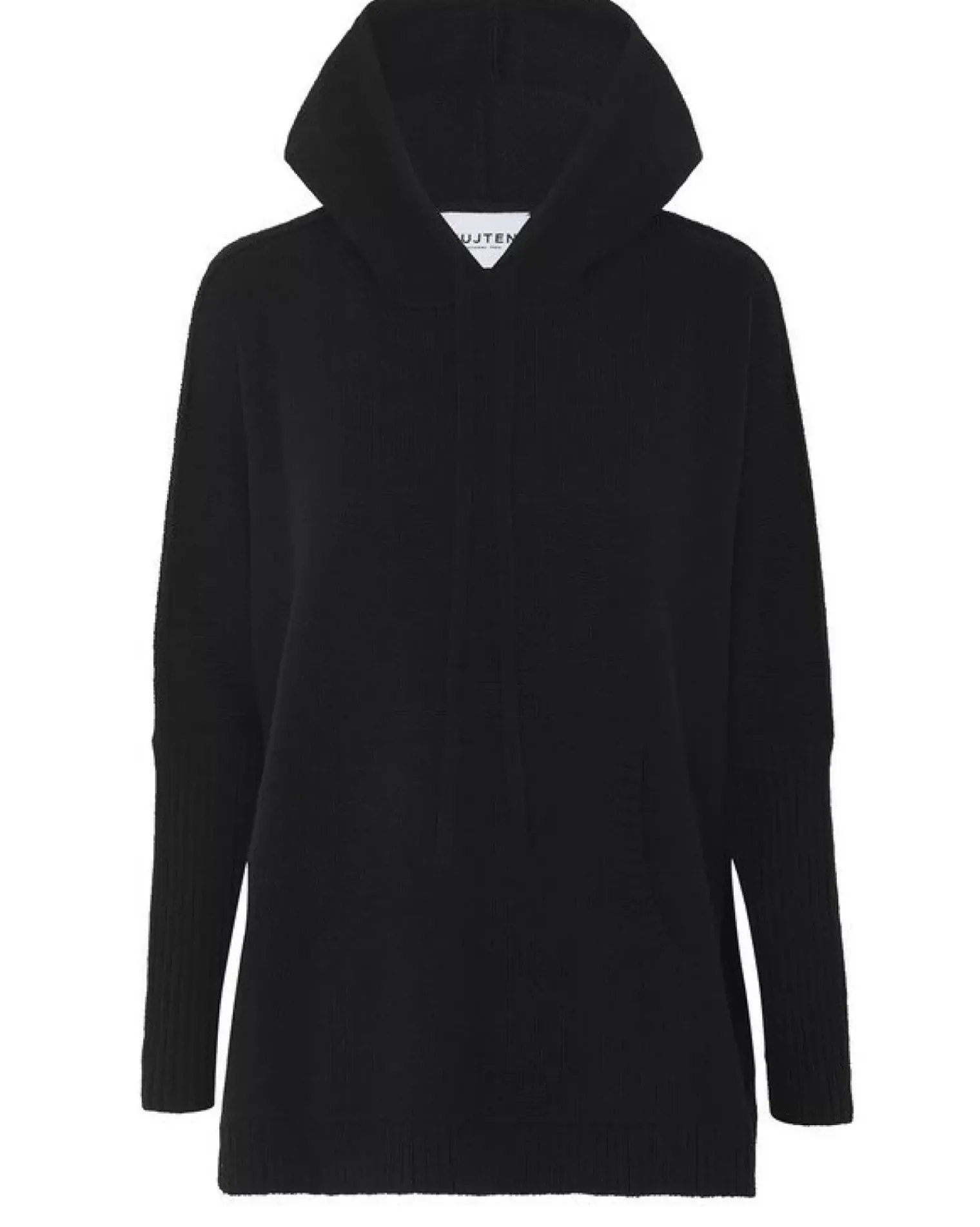 Kujten Hoodies>Oversize Round Neck Cashmere Sweatshirt Noir