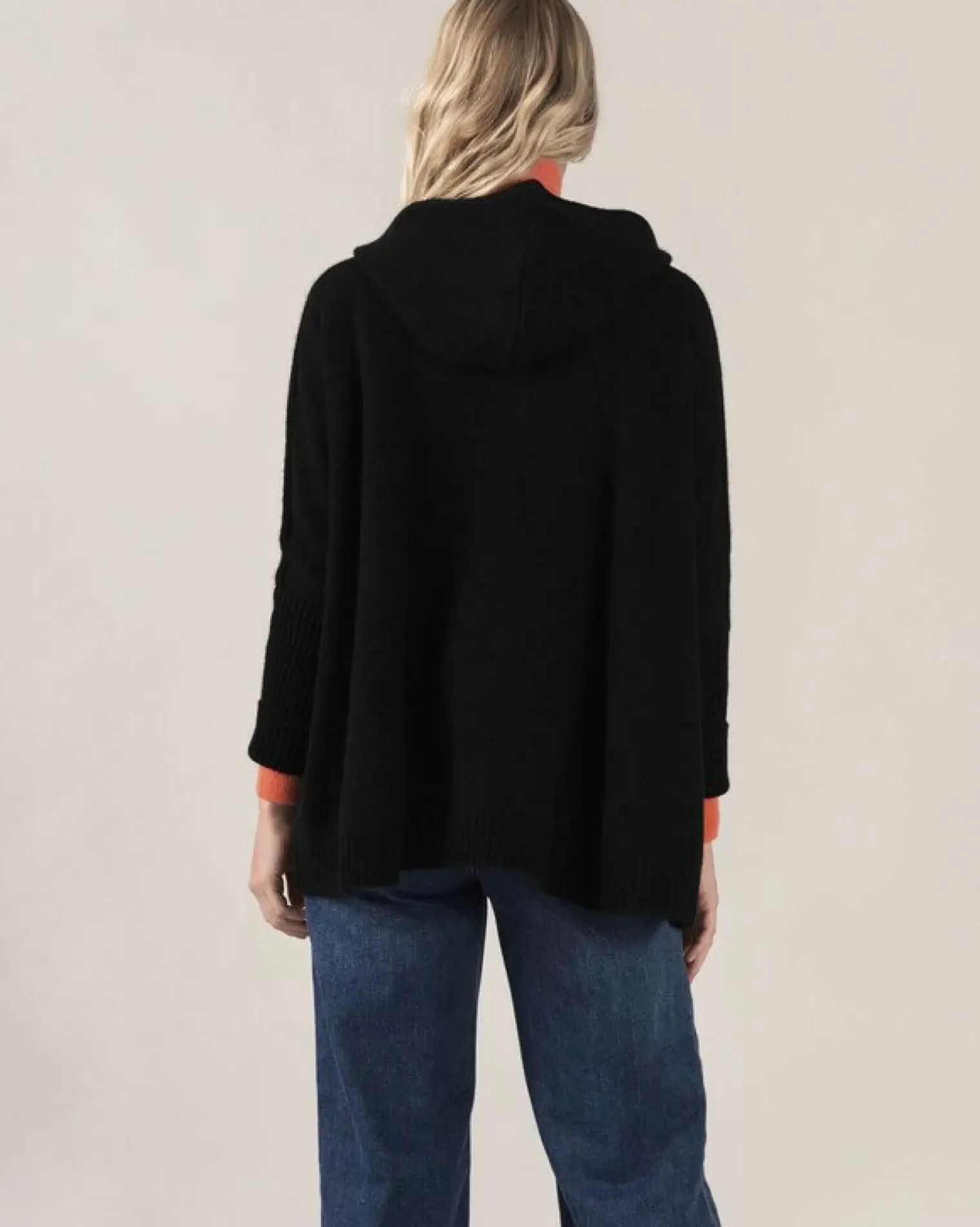 Kujten Hoodies>Oversize Round Neck Cashmere Sweatshirt Noir