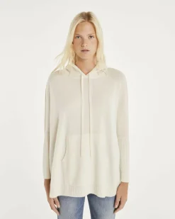 Kujten Hoodies>Oversize Round Neck Cashmere Sweatshirt Blanc