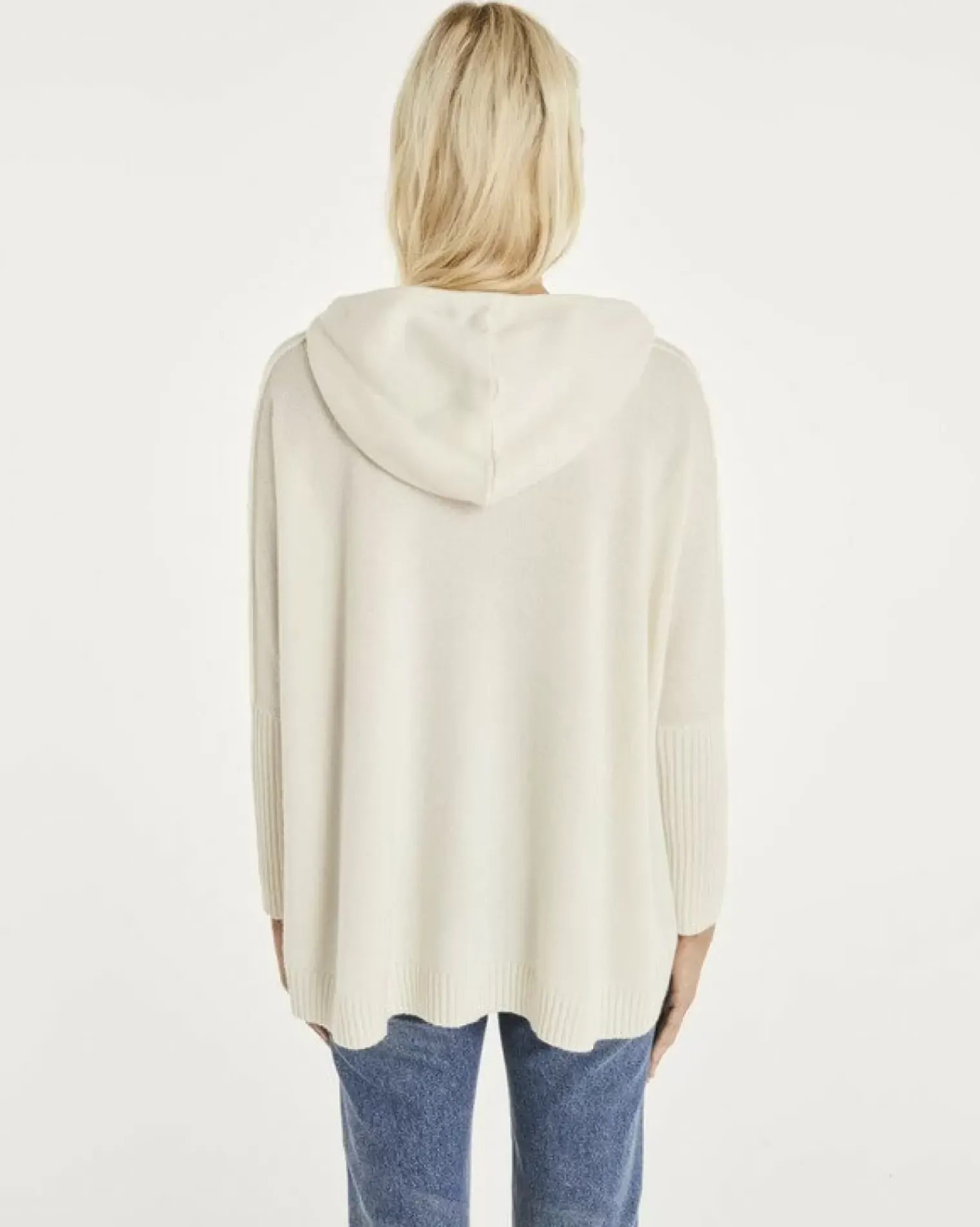 Kujten Hoodies>Oversize Round Neck Cashmere Sweatshirt Blanc