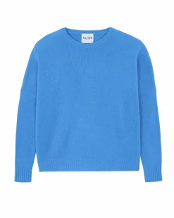 Kujten Sweaters & Sweatshirts>Oversize Round Neck Cashmere Sweater Bleu