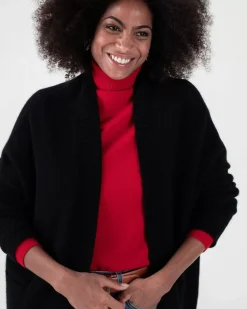 Kujten Jackets & Vests>Oversize Shawl Collar Cashmere Vest, 4-Threads Noir