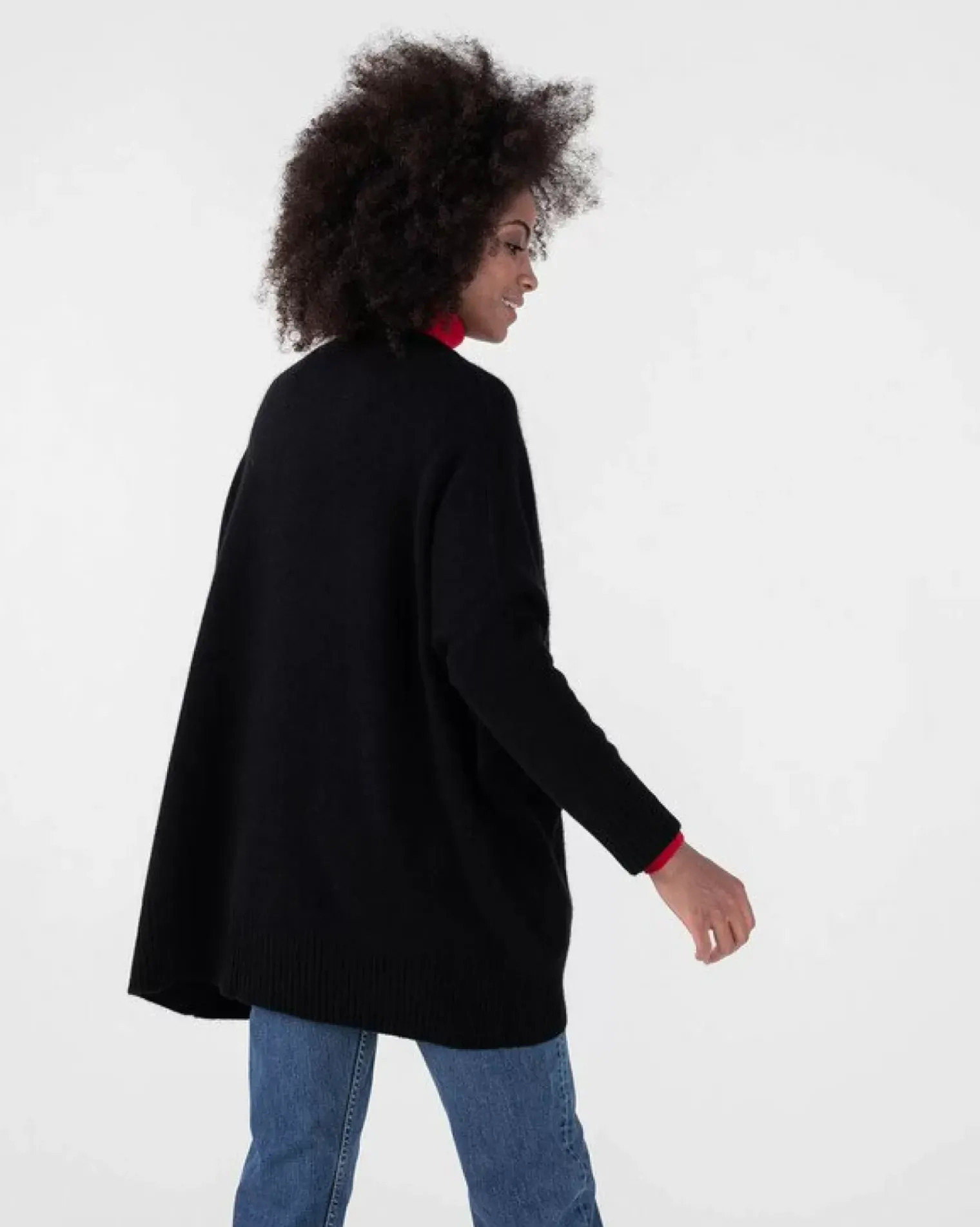 Kujten Jackets & Vests>Oversize Shawl Collar Cashmere Vest, 4-Threads Noir