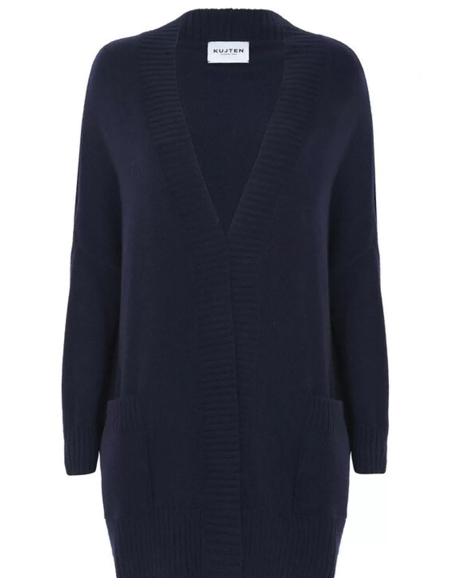 Kujten Jackets & Vests>Oversize Shawl Collar Cashmere Vest Bleu Marine Fonce