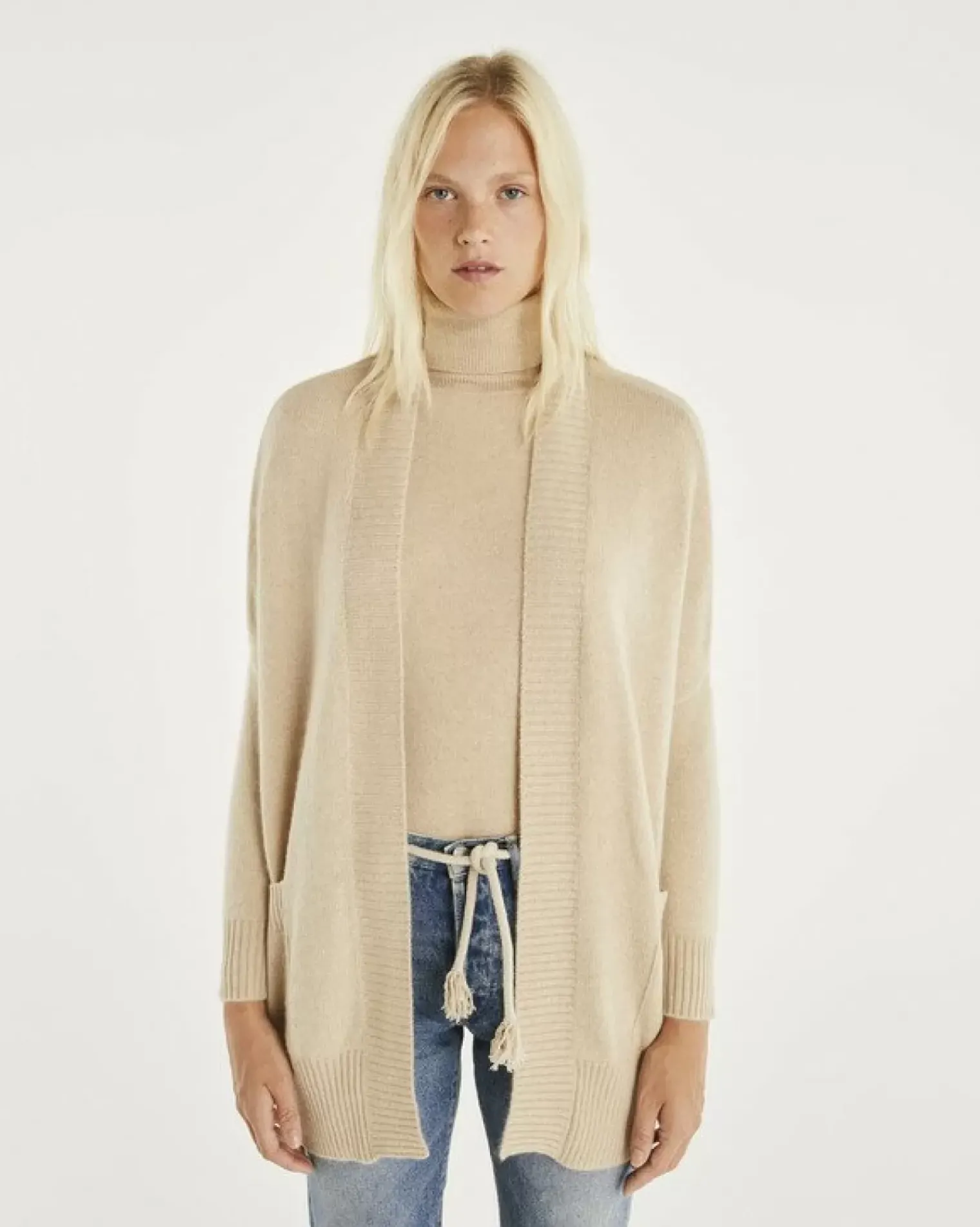 Kujten Jackets & Vests>Oversize Shawl Collar Cashmere Vest, 4-Threads Organique