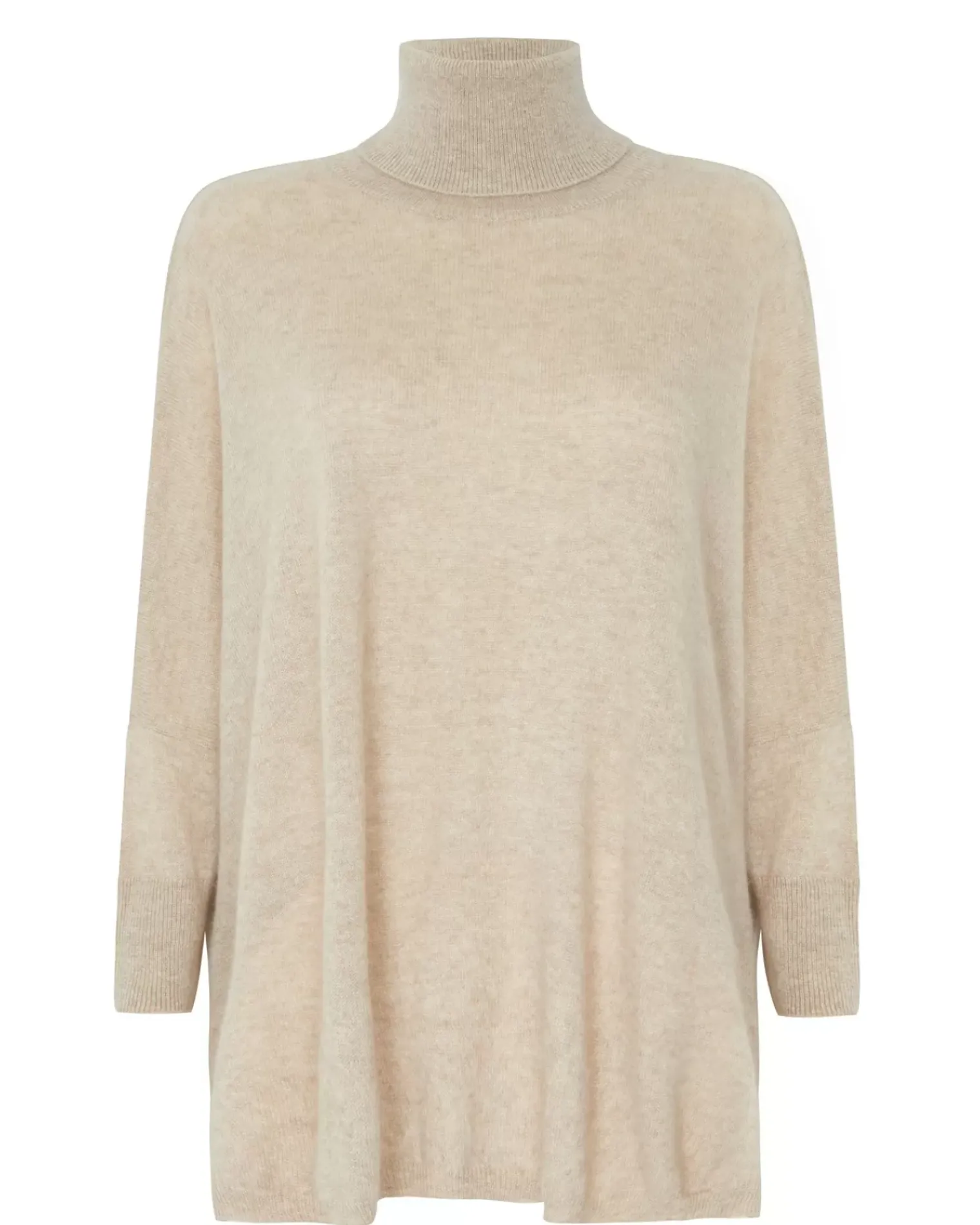Kujten Sweaters & Sweatshirts>Oversize Turtleneck Cashmere Sweater Beige Chine