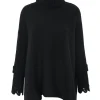 Kujten Capes & Ponchos>Oversize Turtleneck Cashmere Poncho, 10-Threads Noir