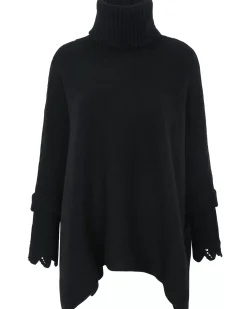 Kujten Capes & Ponchos>Oversize Turtleneck Cashmere Poncho, 10-Threads Noir