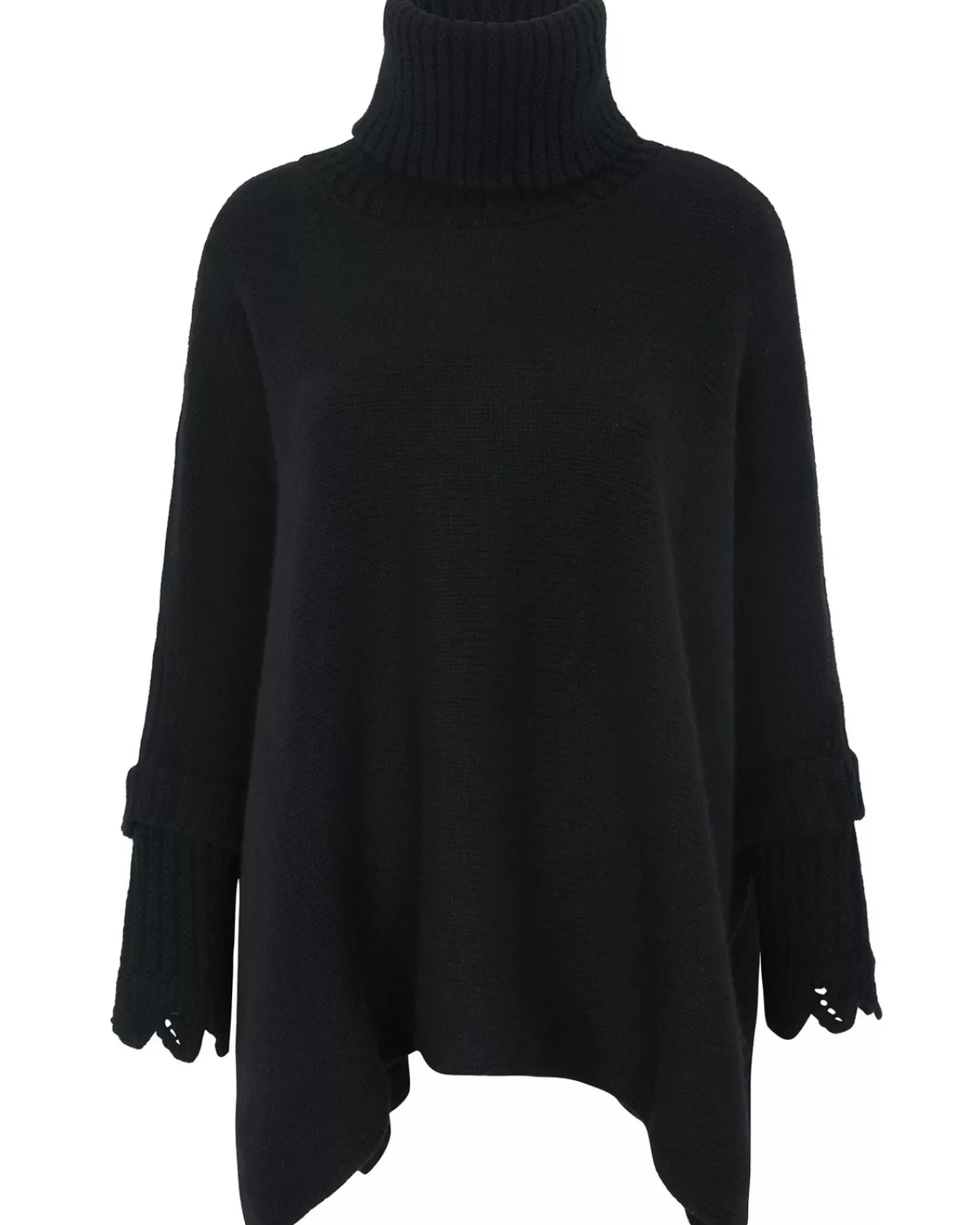 Kujten Capes & Ponchos>Oversize Turtleneck Cashmere Poncho, 10-Threads Noir