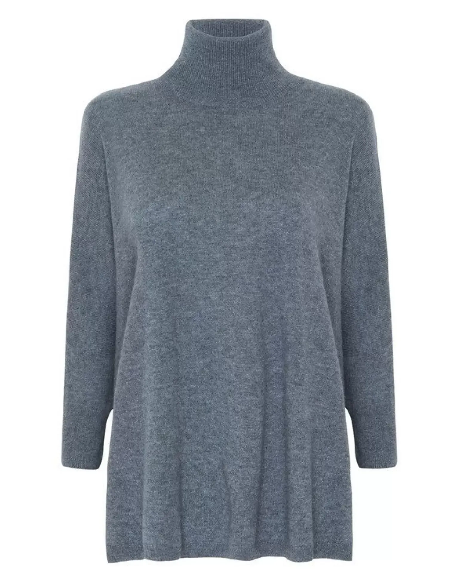 Kujten Sweaters & Sweatshirts>Oversize Turtleneck Cashmere Sweater, 2-Threads Gris Flanelle