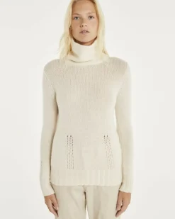 Kujten Sweaters & Sweatshirts>Oversize Turtleneck Cashmere Sweater Blanc