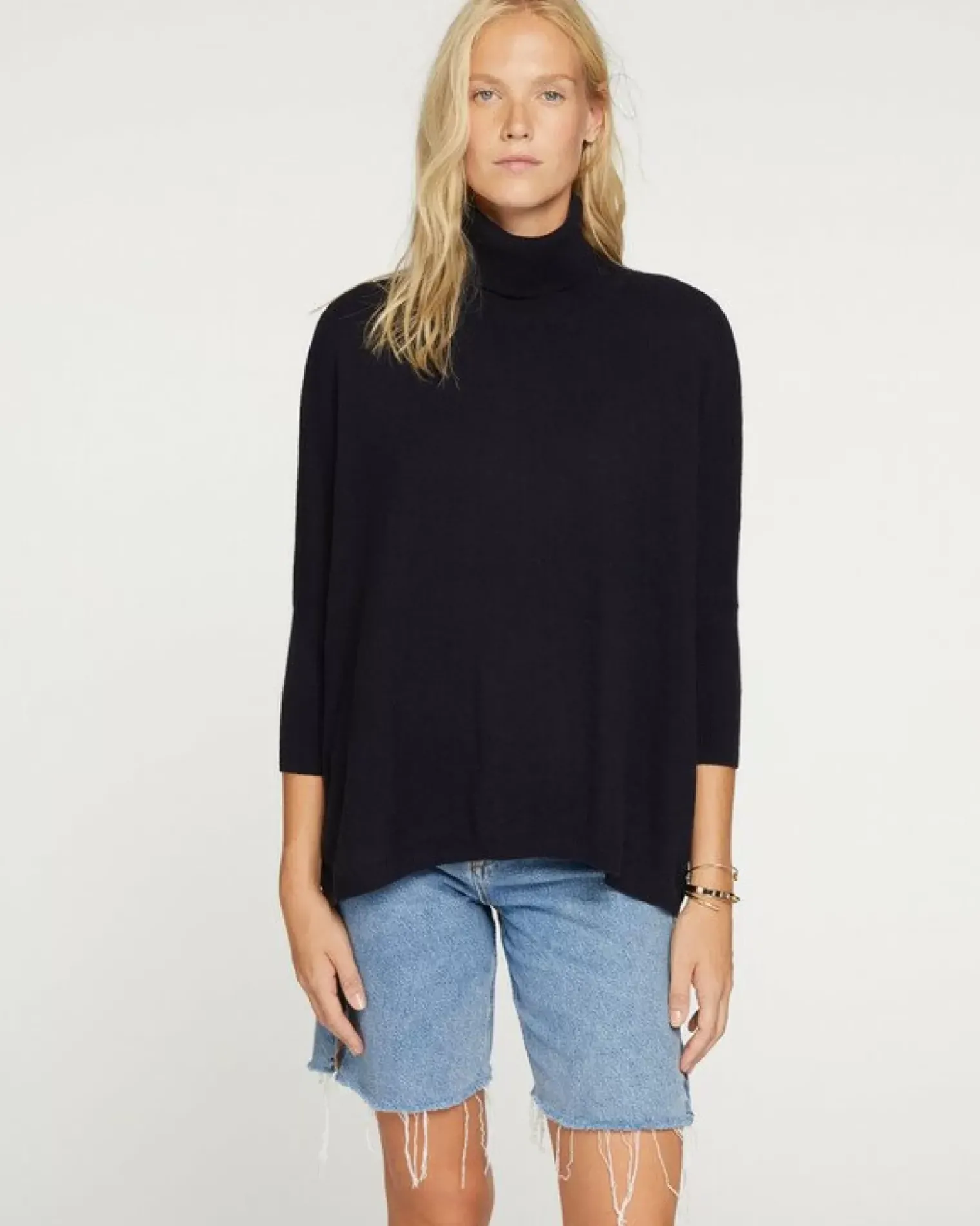 Kujten Sweaters & Sweatshirts>Oversize Turtleneck Cashmere Sweater Bleu Marine Fonce