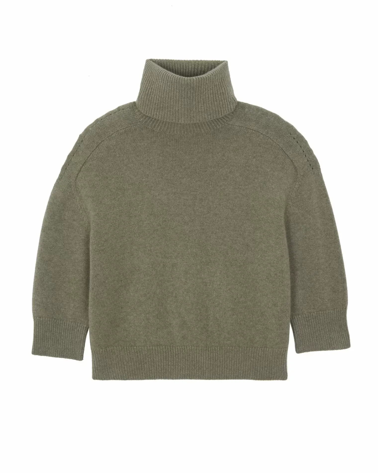 Kujten Sweaters & Sweatshirts>Oversize Turtleneck Cashmere Sweater, 8-Threads Kaki Chine