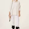 Kujten Capes & Ponchos>Oversize Turtleneck Cashmere Poncho, 10-Threads Blanc