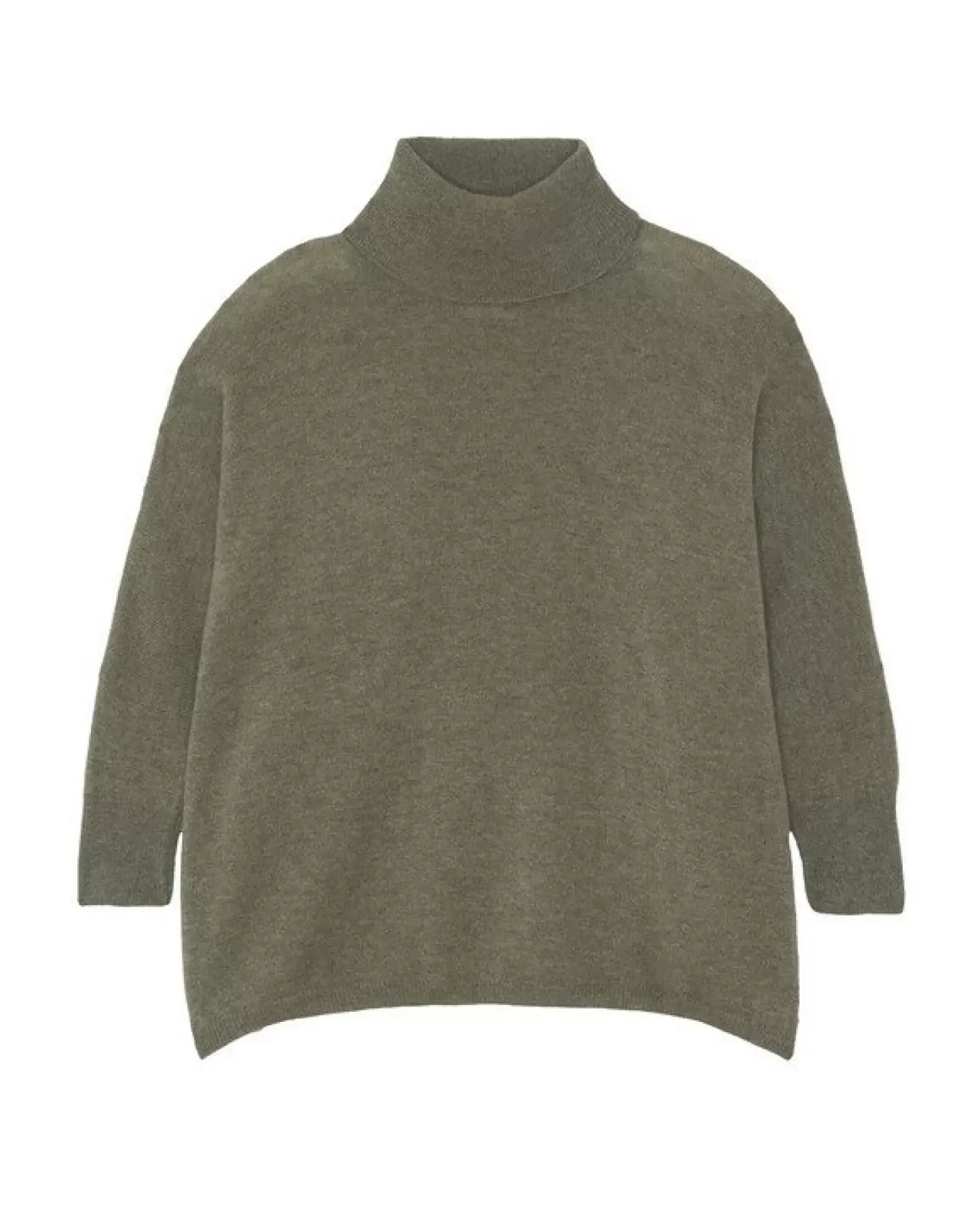 Kujten Sweaters & Sweatshirts>Oversize Turtleneck Cashmere Sweater Kaki Chine