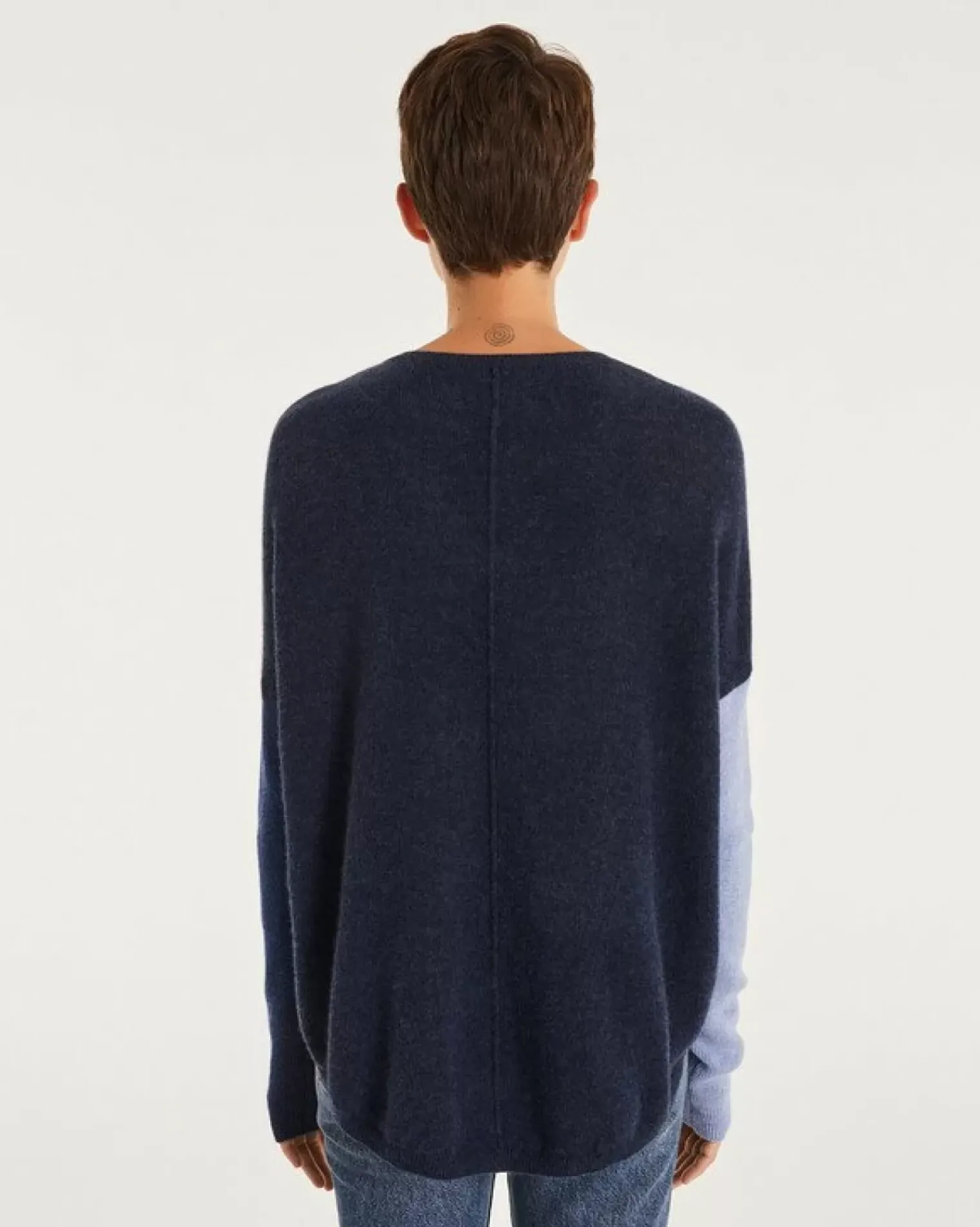 Kujten Sweaters & Sweatshirts>Oversize V-Neck Cashmere Sweater Bleu Jeans