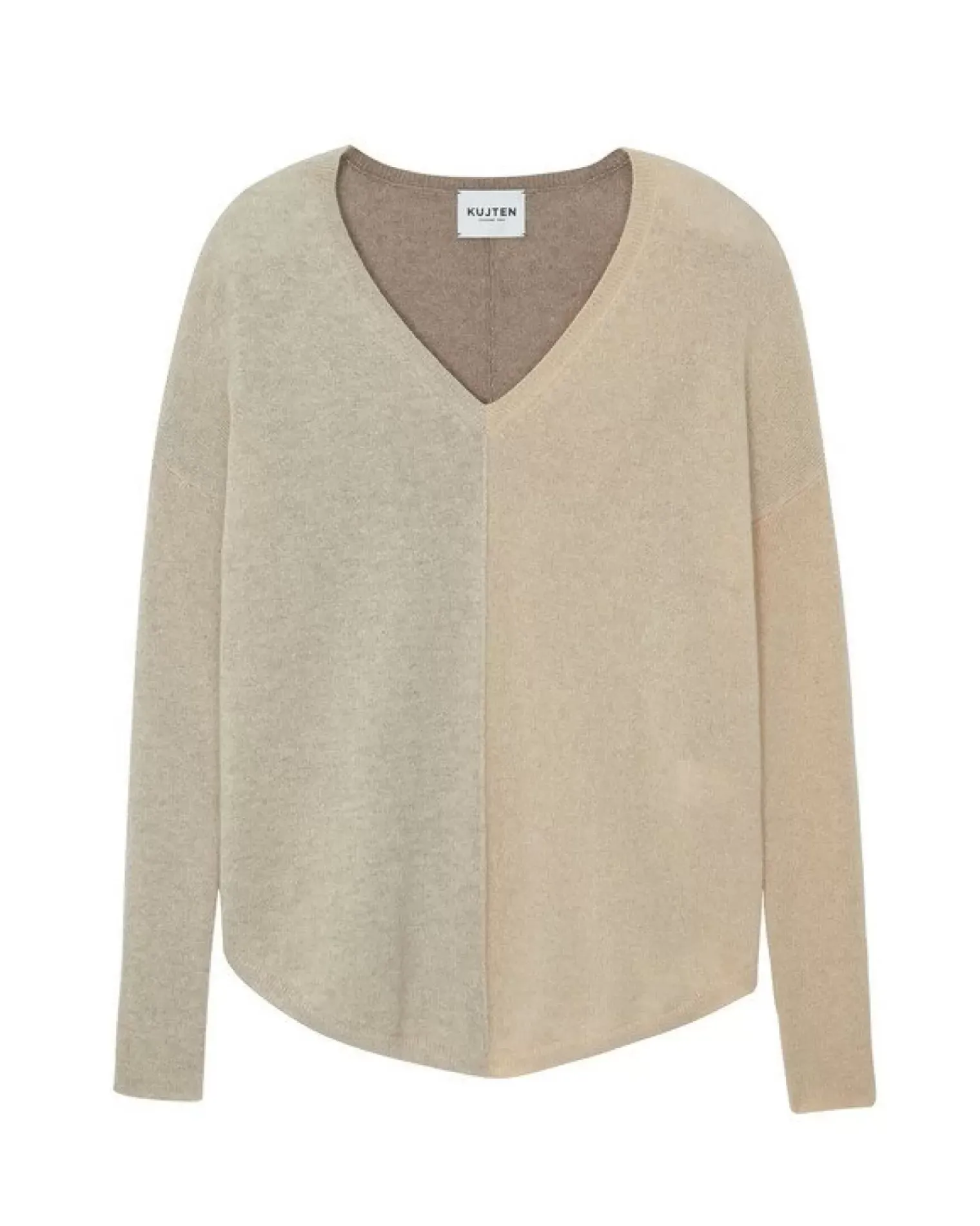 Kujten Sweaters & Sweatshirts>Oversize V-Neck Cashmere Sweater Beige Chine