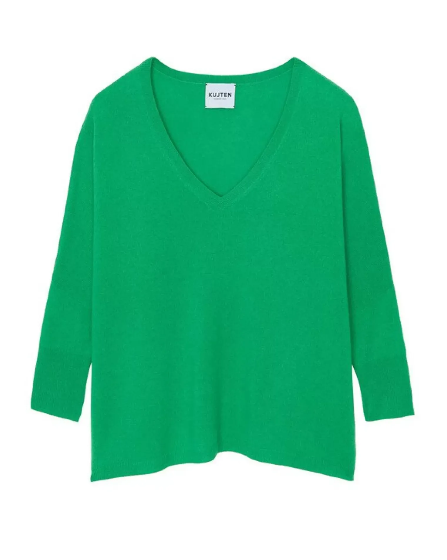 Kujten Sweaters & Sweatshirts>Oversize Woman V-Neck Cashmere Sweater Vert Gazon