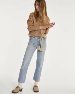 Kujten Sweaters & Sweatshirts>Oversize Woman V-Neck Cashmere Sweater, 2-Threads Camelo