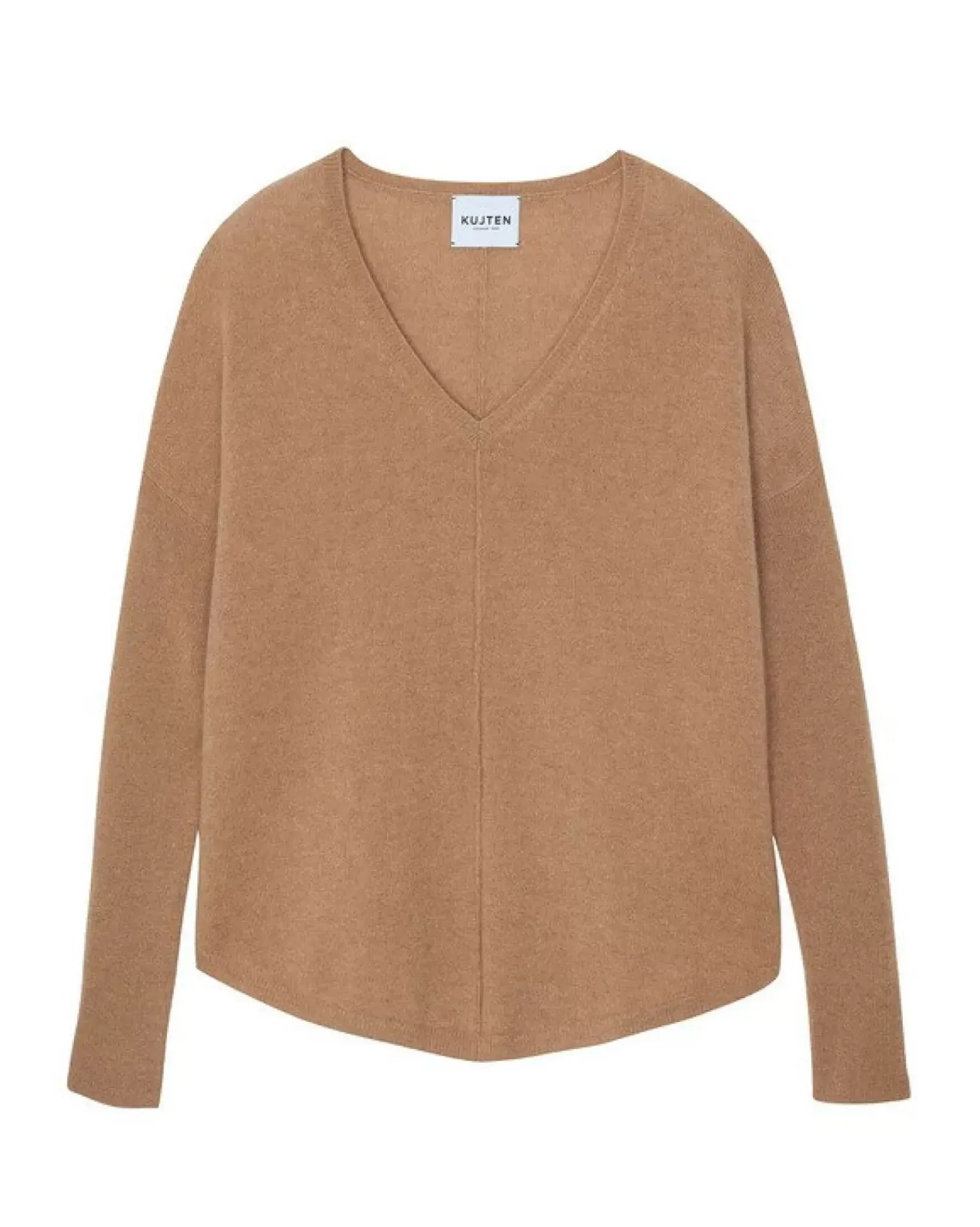Kujten Sweaters & Sweatshirts>Oversize Woman V-Neck Cashmere Sweater, 2-Threads Camelo