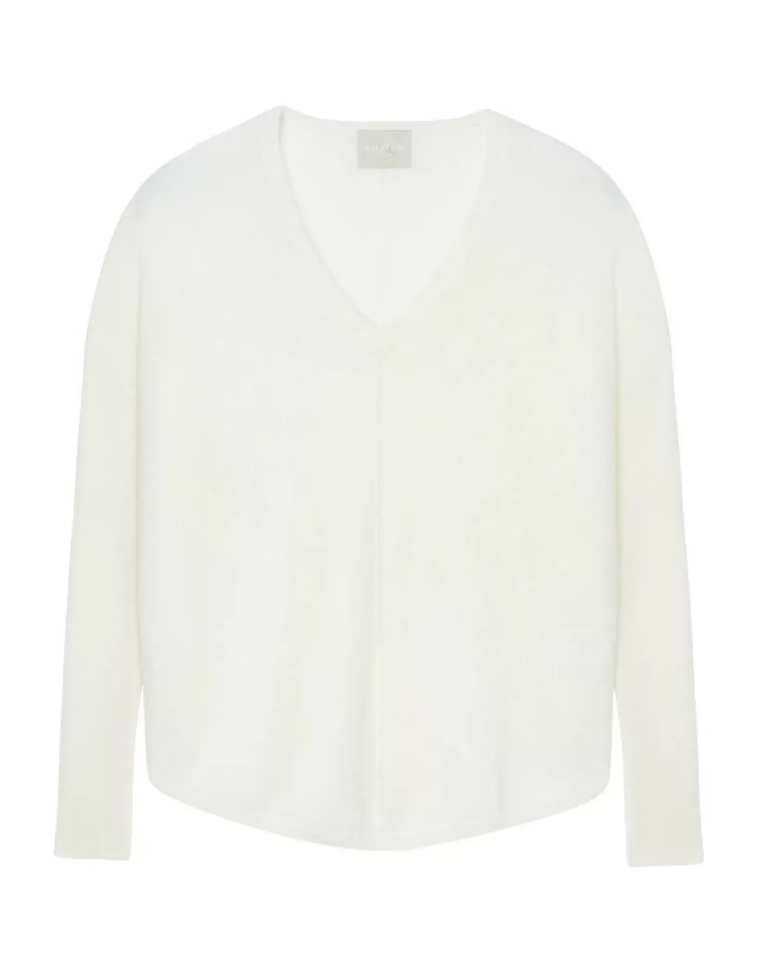 Kujten Sweaters & Sweatshirts>Oversize Woman V-Neck Cashmere Sweater Blanc