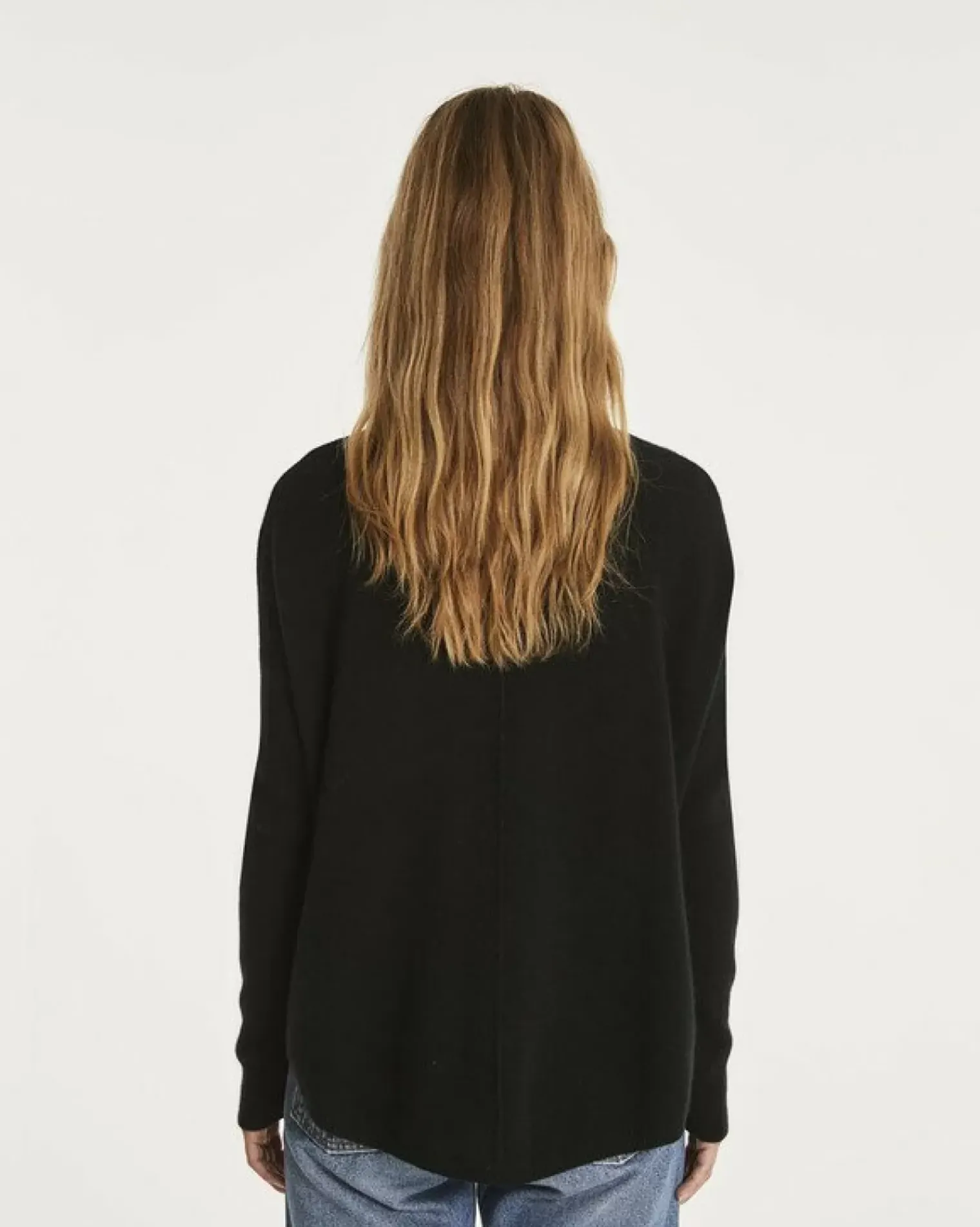 Kujten Sweaters & Sweatshirts>Oversize Woman V-Neck Cashmere Sweater, 2-Threads Noir