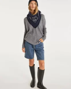 Kujten Sweaters & Sweatshirts>Oversize Woman V-Neck Cashmere Sweater Gris Flanelle