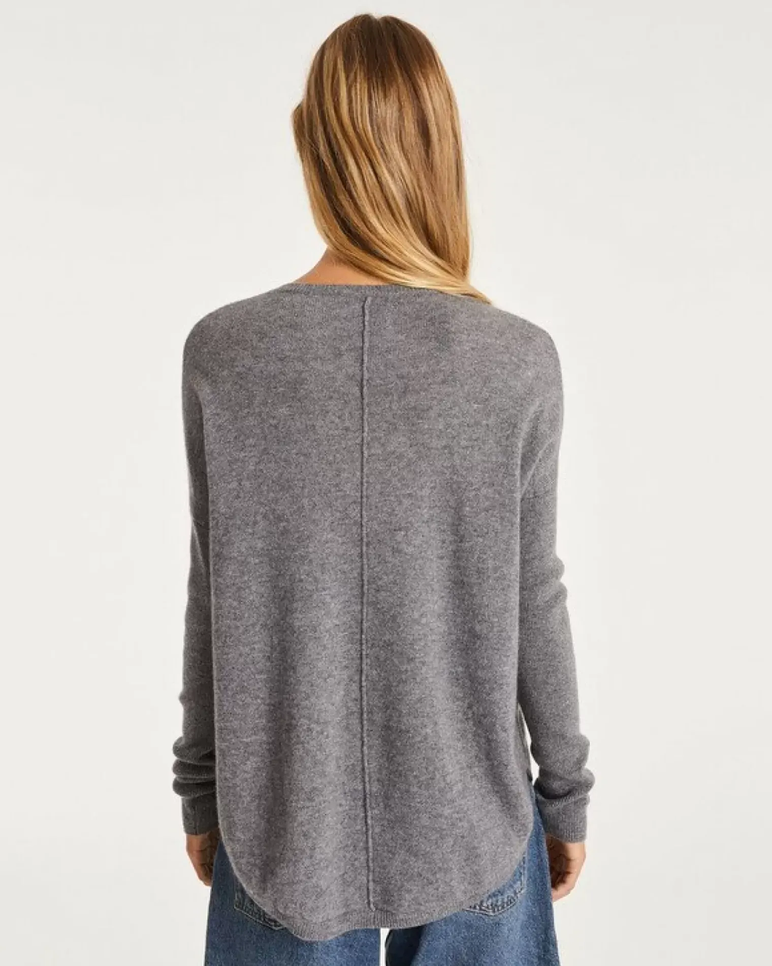 Kujten Sweaters & Sweatshirts>Oversize Woman V-Neck Cashmere Sweater Gris Flanelle