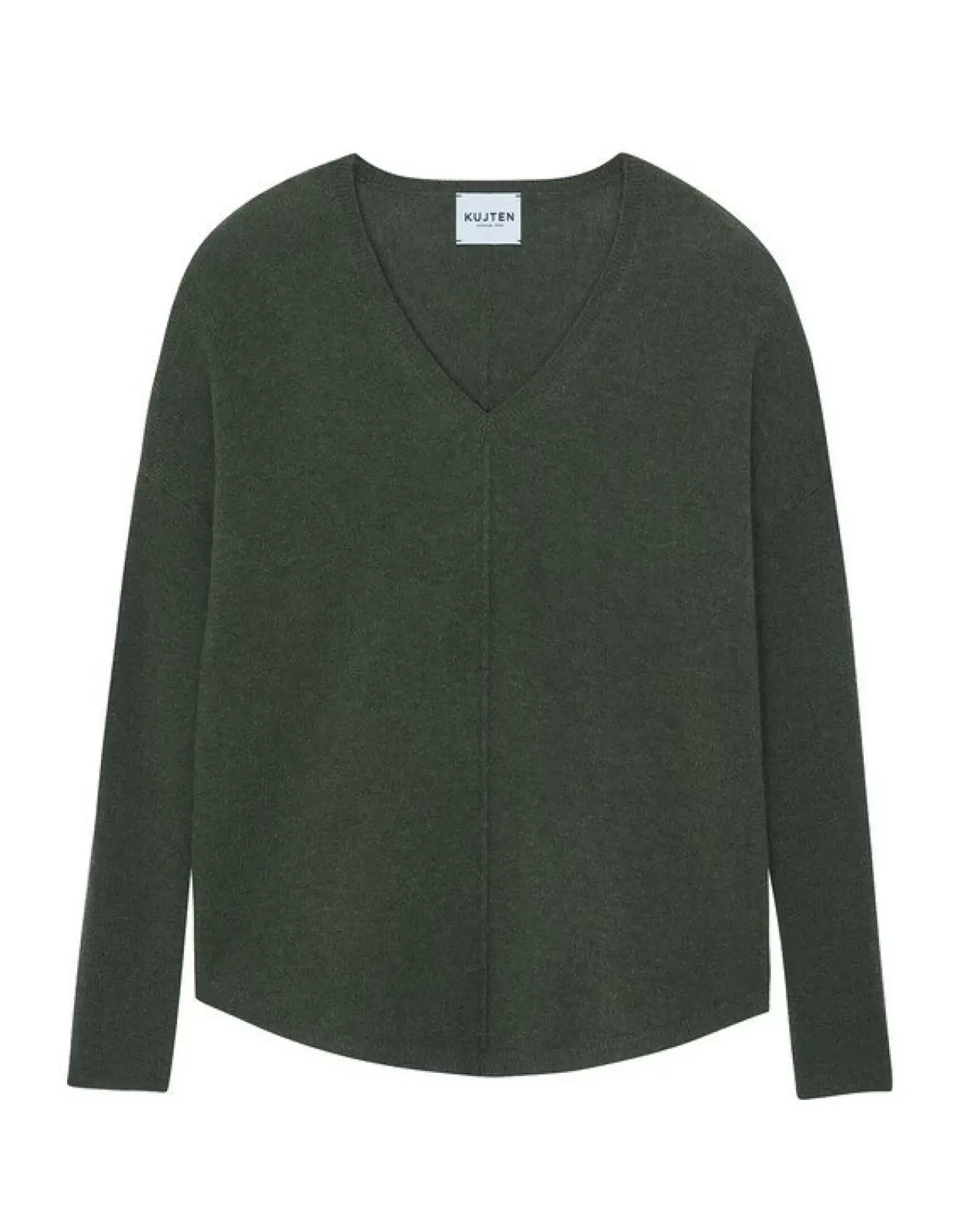 Kujten Sweaters & Sweatshirts>Oversize Woman V-Neck Cashmere Sweater Kaki Fonce