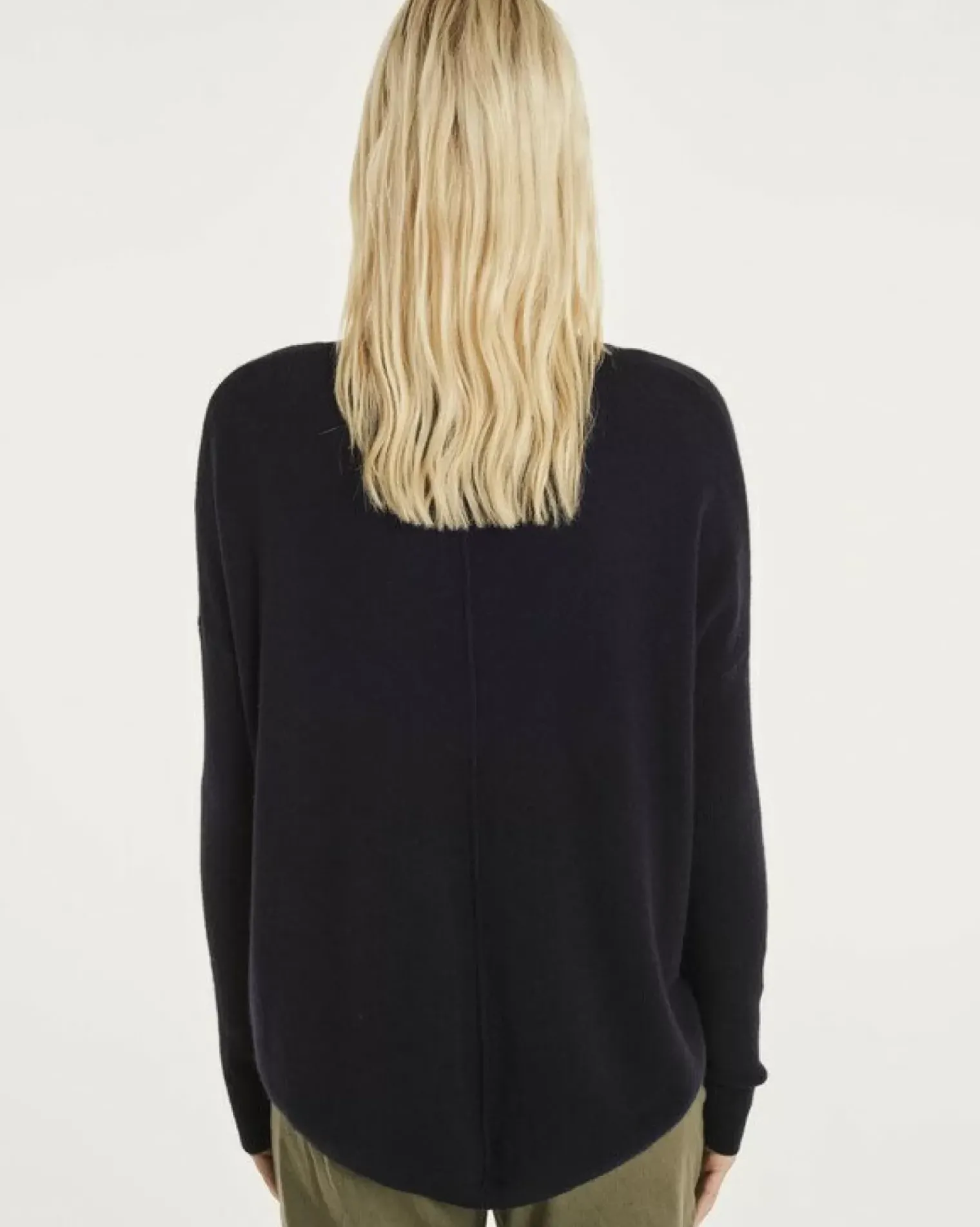 Kujten Sweaters & Sweatshirts>Oversize Woman V-Neck Cashmere Sweater, 2-Threads Bleu Marine Fonce
