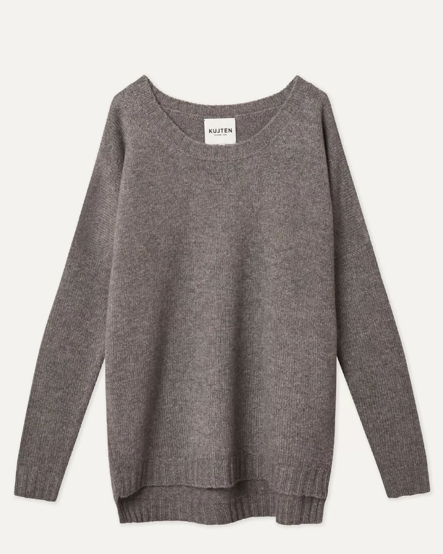 Kujten Sweaters & Sweatshirts>Oversized Cashmere Boat Neck Sweater Gris Flanelle