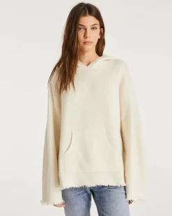 Kujten Capes & Ponchos>Oversized Cashmere Hoodie, 4-Threads Blanc