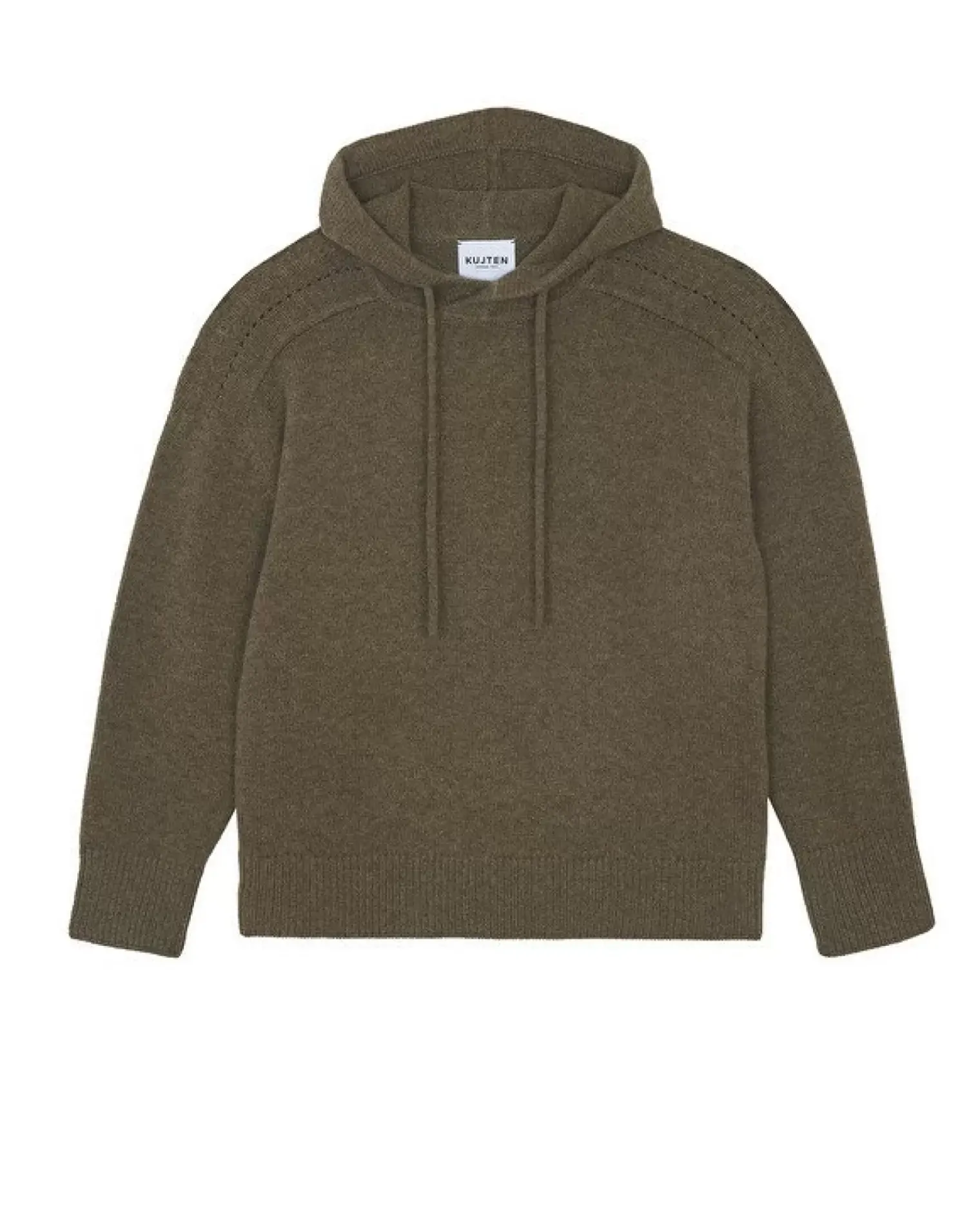 Kujten Sweaters & Sweatshirts>Oversized Cashmere Hoodie Sweater, 8-Threads Kaki Moss