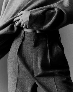 Kujten Pants & Shorts>Oversized Cashmere Pants Gris Flanelle