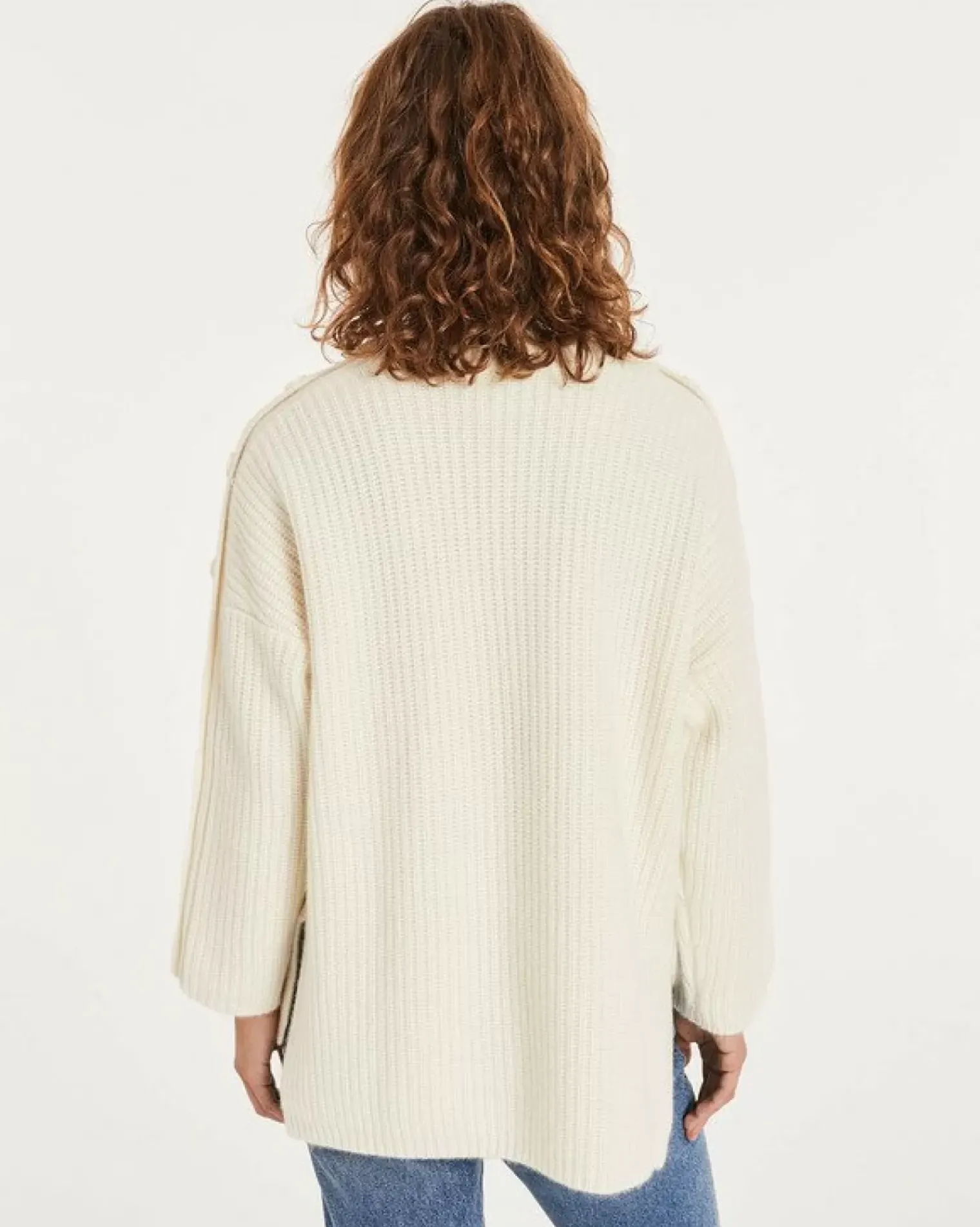 Kujten Sweaters & Sweatshirts>Oversized Cashmere Sweater With Buttons Blanc