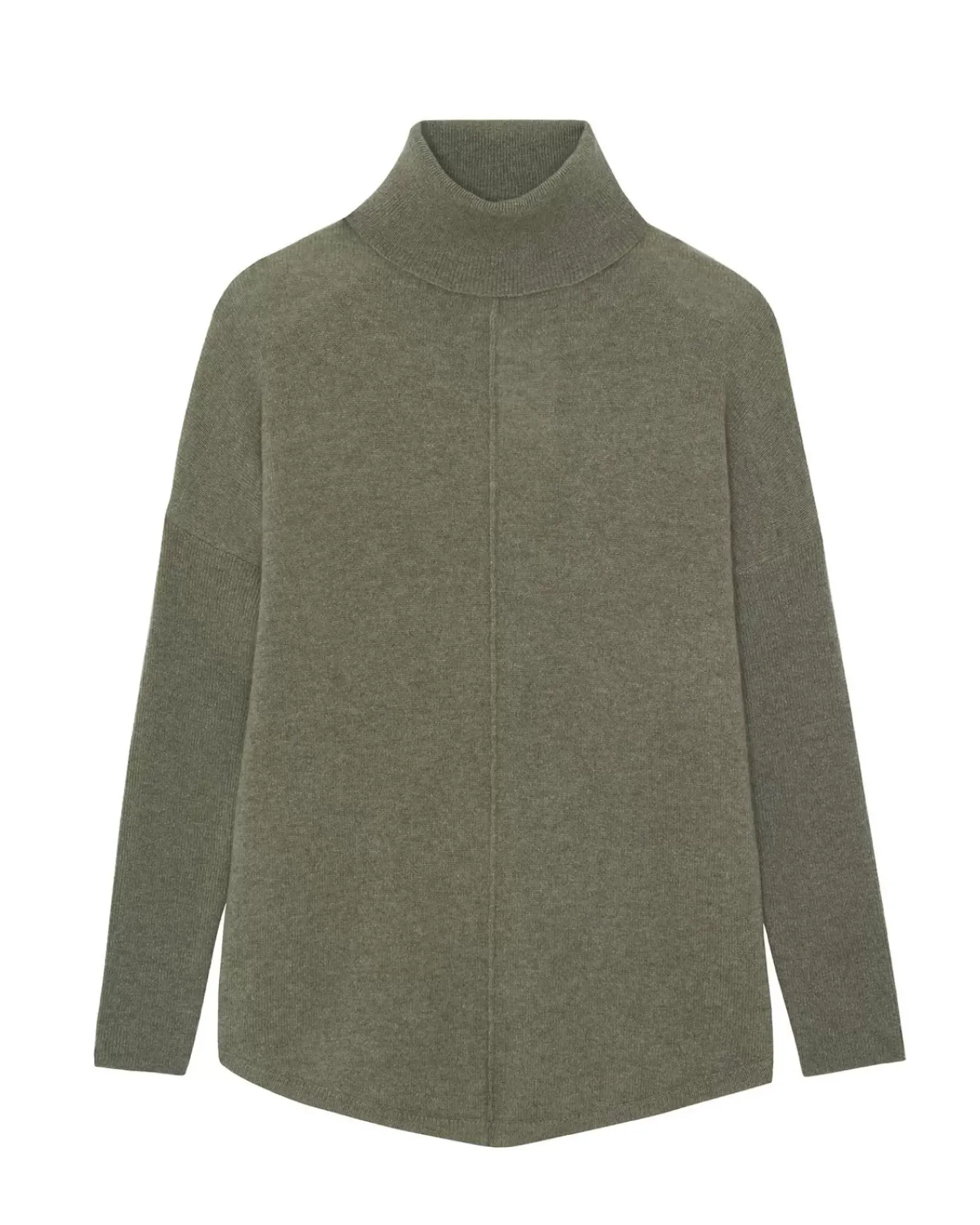 Kujten Sweaters & Sweatshirts>Oversized Cashmere Turtleneck Sweater Kaki Chine