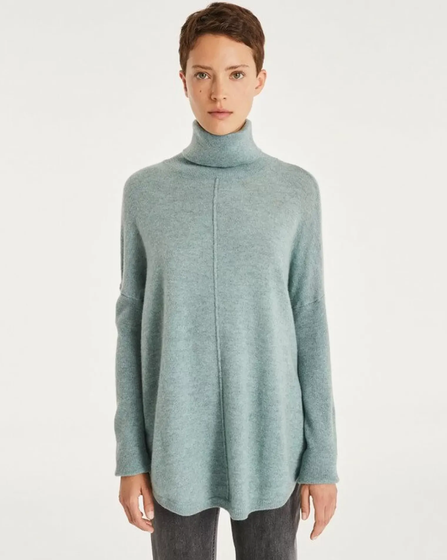 Kujten Sweaters & Sweatshirts>Oversized Cashmere Turtleneck Sweater Vert Suzanne
