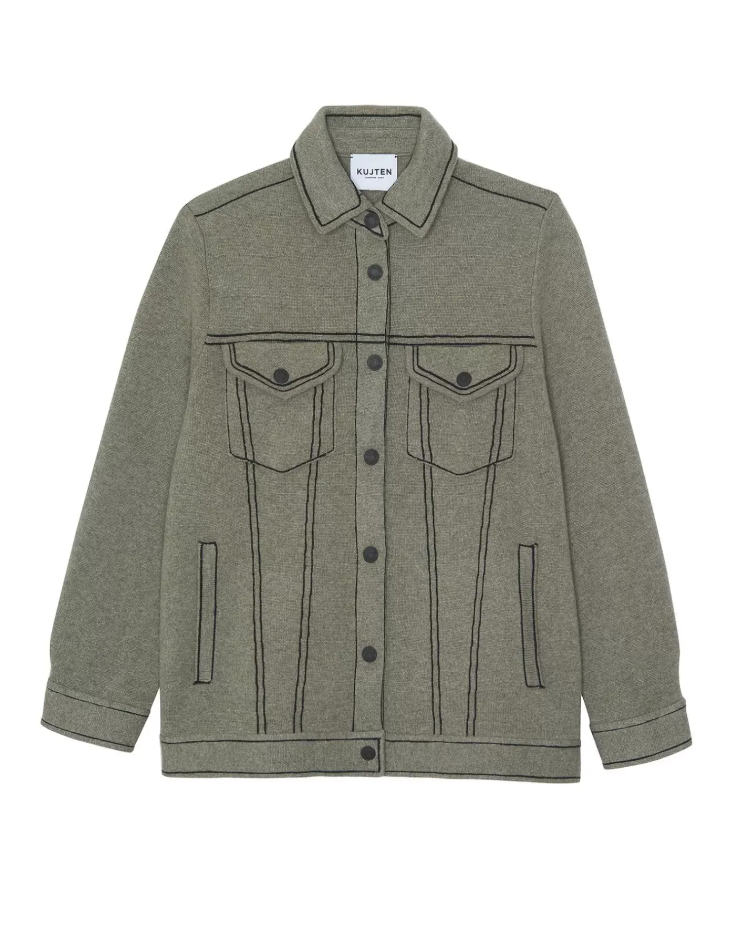 Kujten Jackets & Vests>Oversized Cashmere Vest Kaki Chine