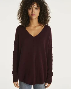 Kujten Sweaters & Sweatshirts>Oversized Cashmere V-Neck Sweater Bordeaux