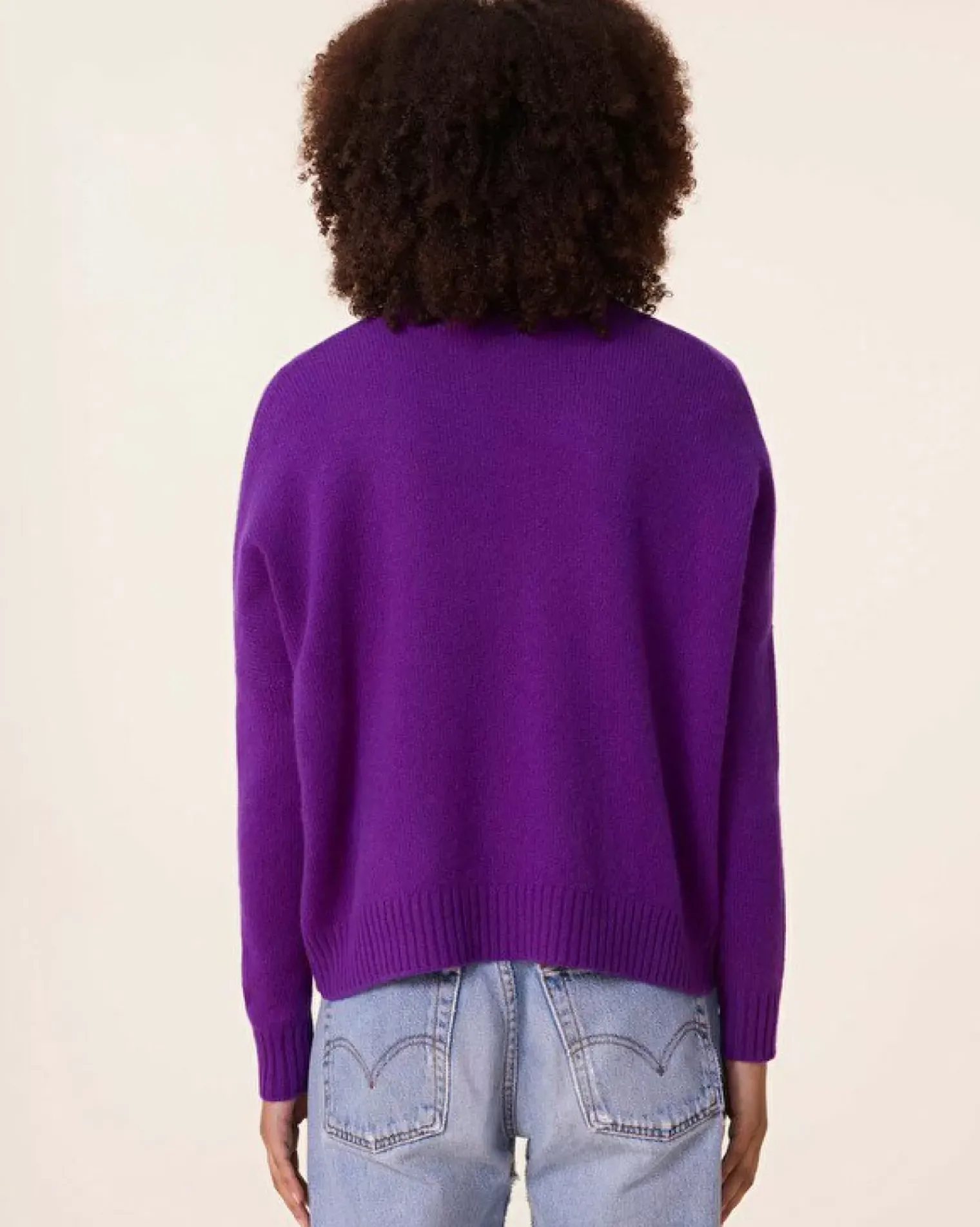 Kujten Sweaters & Sweatshirts>Oversized Chimney Neck Cashmere Sweater, 4-Threads Deep Purple
