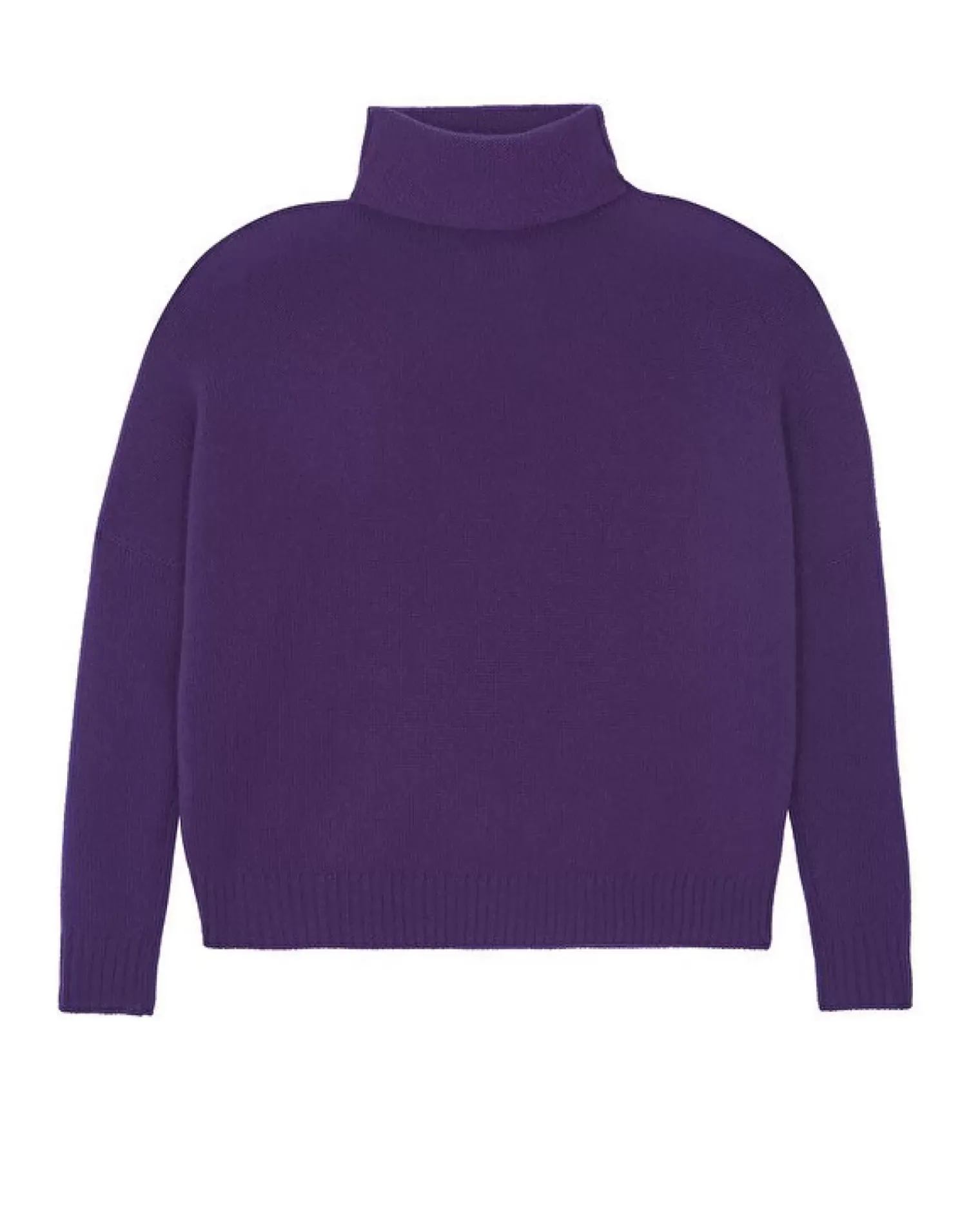 Kujten Sweaters & Sweatshirts>Oversized Chimney Neck Cashmere Sweater, 4-Threads Deep Purple