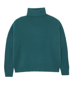 Kujten Sweaters & Sweatshirts>Oversized Chimney Neck Cashmere Sweater, 4-Threads Vert Perroquet