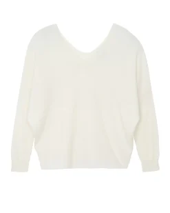 Kujten Sweaters & Sweatshirts>Oversized Dancer V-Neck Cashmere Sweater Blanc