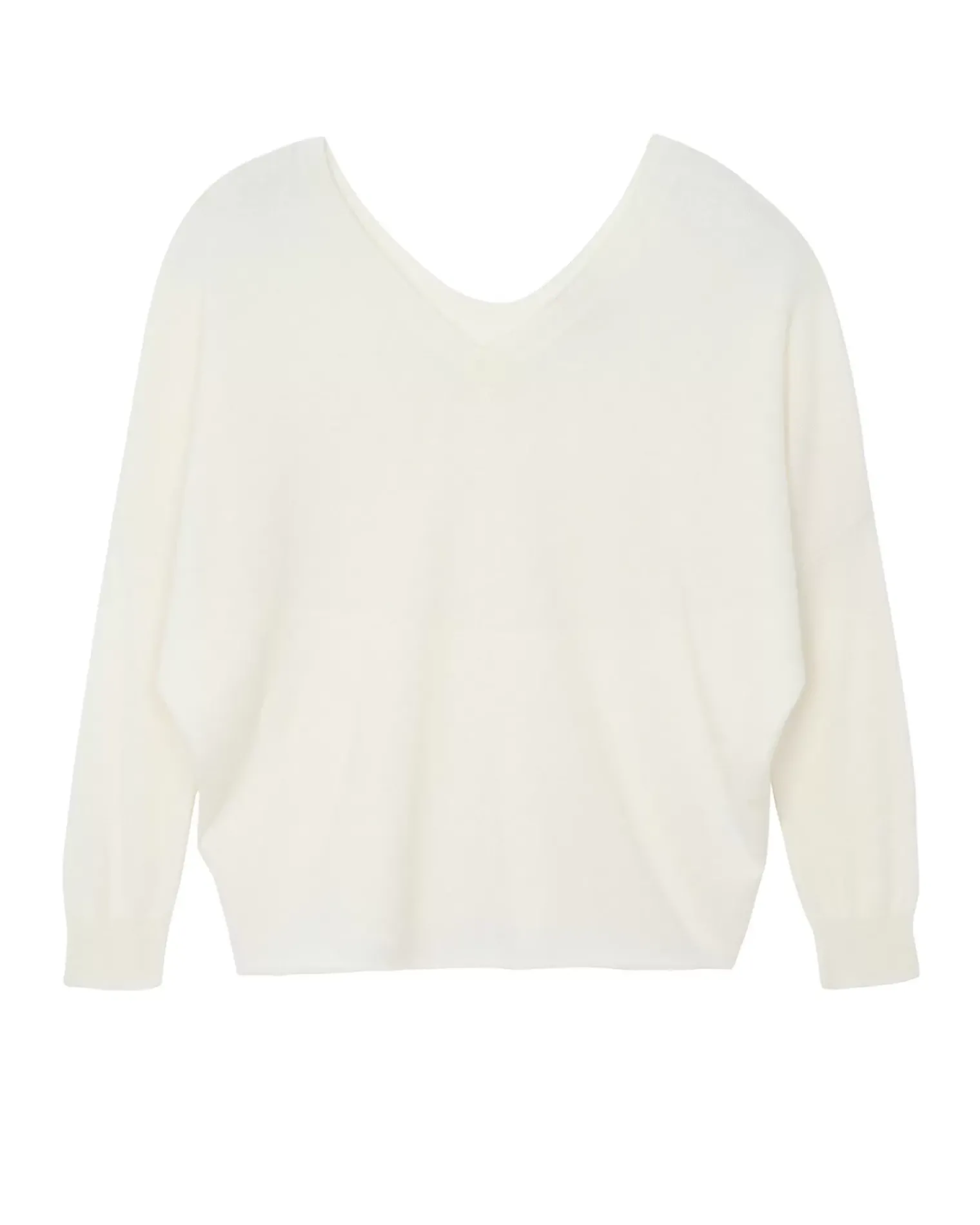 Kujten Sweaters & Sweatshirts>Oversized Dancer V-Neck Cashmere Sweater Blanc