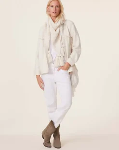 Kujten Jackets & Vests>Oversized Denim Jacquard Cashmere Vest, 4-Threads Blanc Vintage