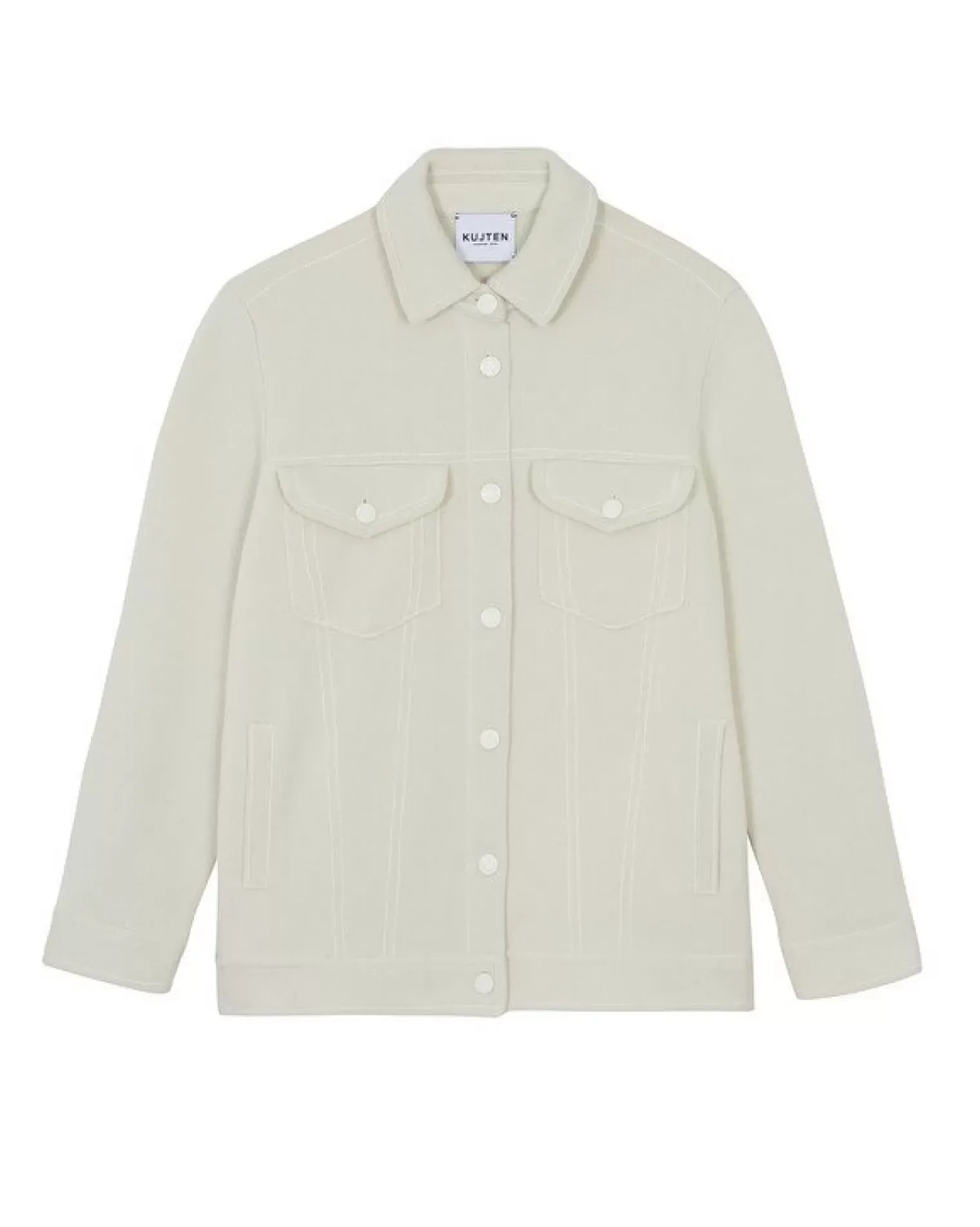 Kujten Jackets & Vests>Oversized Denim Jacquard Cashmere Vest, 4-Threads Blanc Vintage