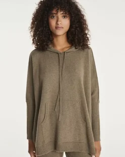 Kujten Hoodies>Oversized Long-Sleeved Hoodie Kaki Chine