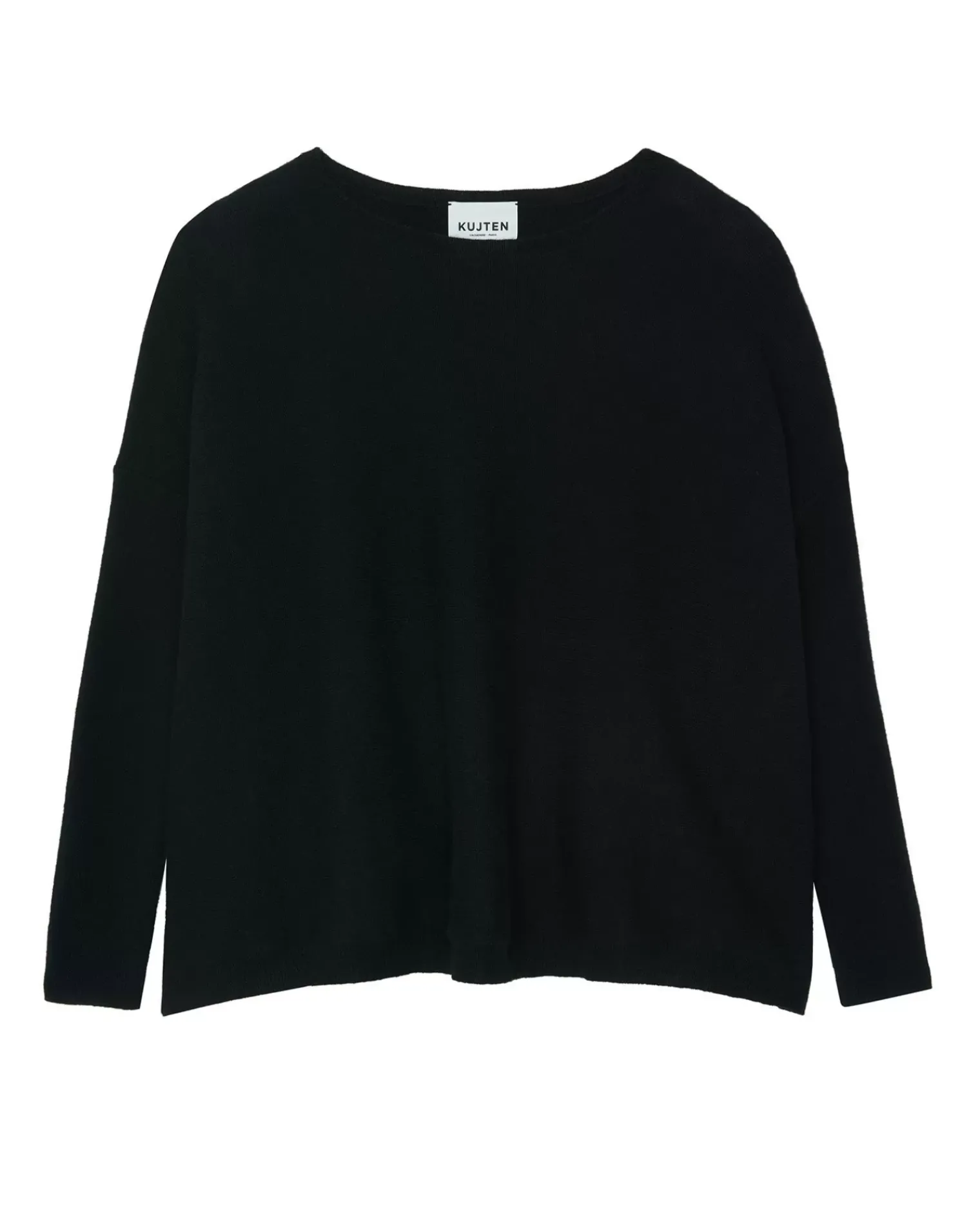 Kujten Sweaters & Sweatshirts>Oversized Round Neck Cashmere Sweater, 2-Threads Noir