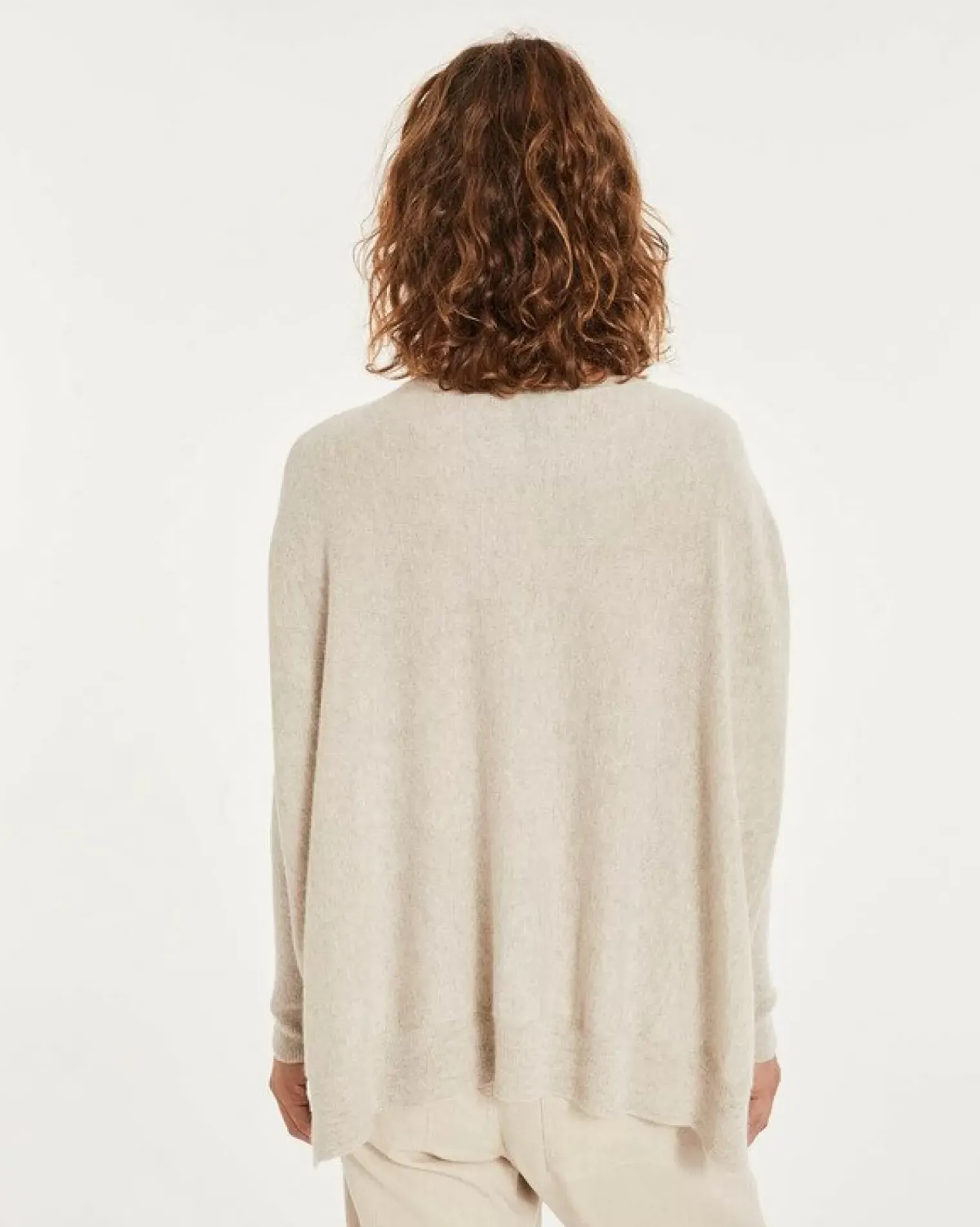 Kujten Sweaters & Sweatshirts>Oversized Round Neck Cashmere Sweater, 2-Threads Avoine